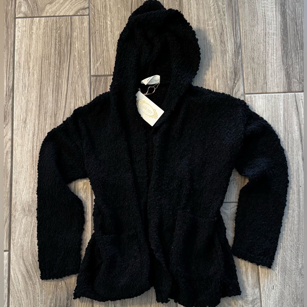Cozy Black Hooded Cardigan